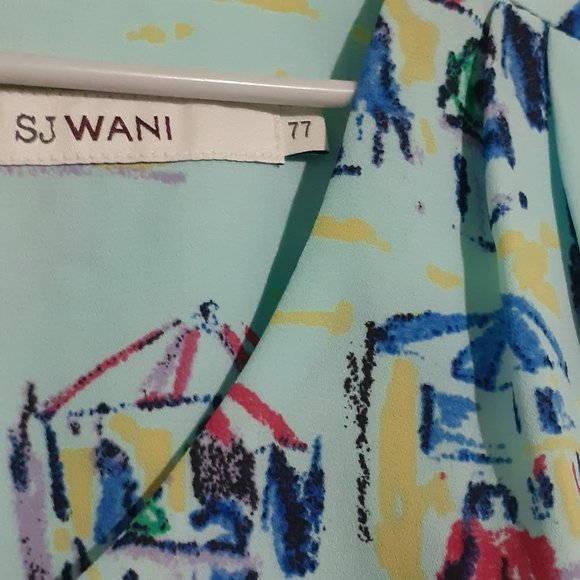 High Low hem Simple Sleeveless Turquoise dress with drinking lovers print sz 4? - Picture 5 of 7